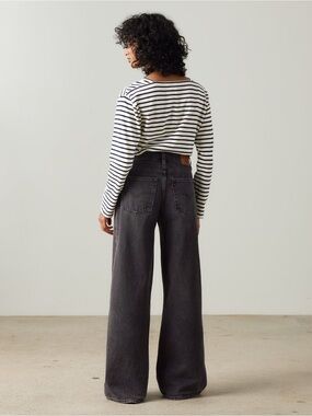 Levi’s Premium XL Straight Big E Wide Leg Black Wash Denim Jeans Womens 25
